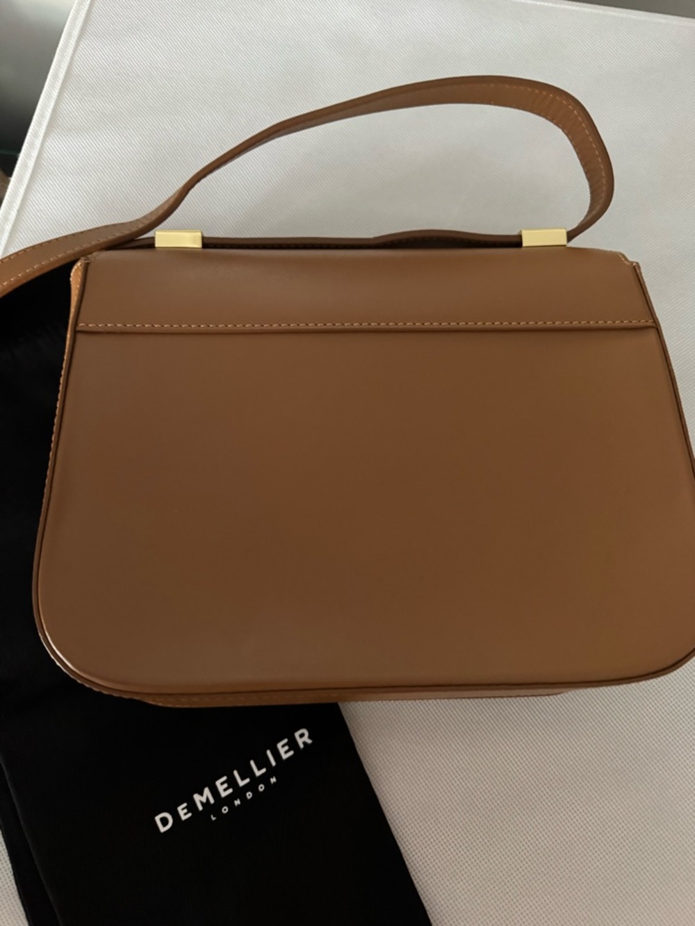 DeMellier Vancouver Tan Toffee Leather Shoulder Bag with Gold Hardware - Picture 6 of 6
